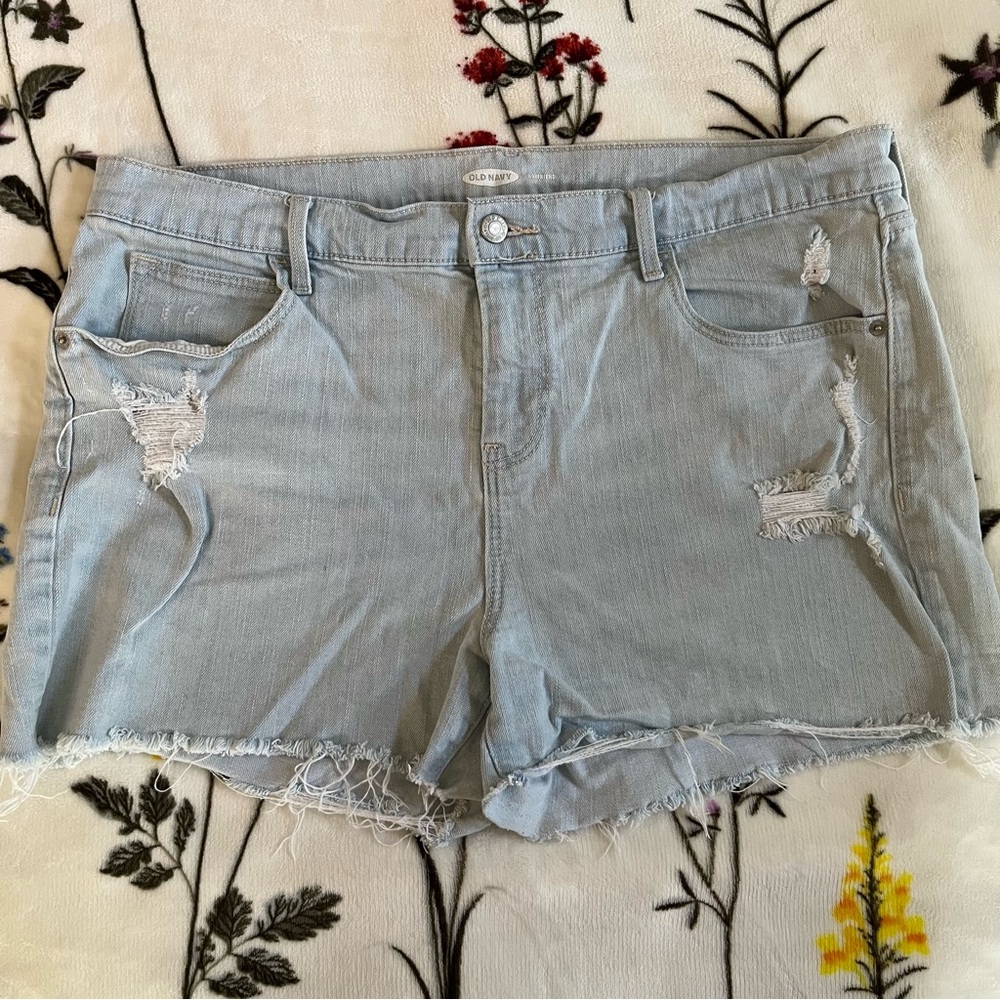 Old Navy Light Blue Ripped Jean Shorts